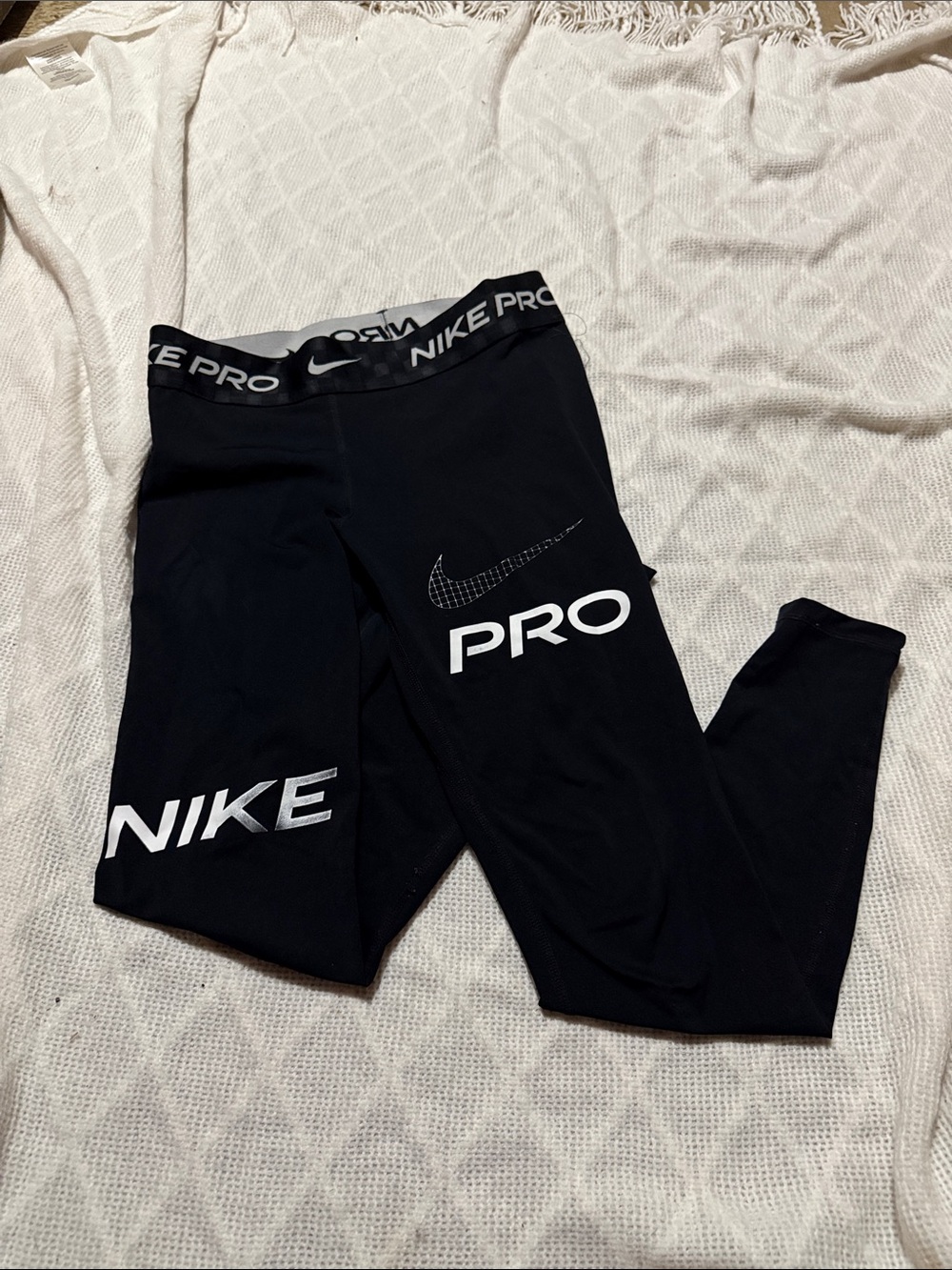 Nike Black Girls' PRO Logo Athletic Leggings
